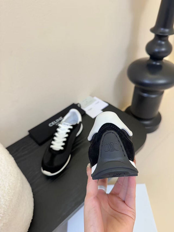 Celine Racer Low Top Sneaker Black White Suede Calfskin