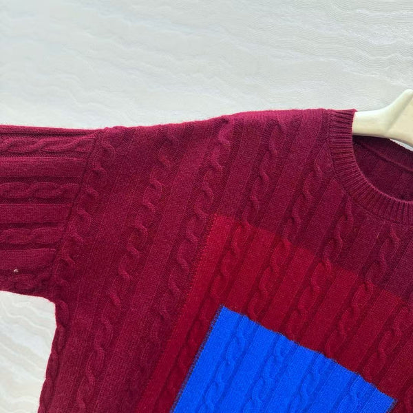 LOEWE Layered cable-knit wool sweater with logo
