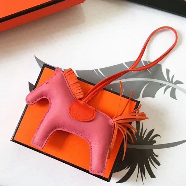 HM Rodeo Horse Bag Charm In Pink Mix Orange Leather
