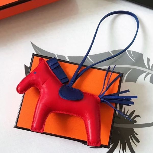 HM Rodeo Horse Bag Charm In Red Mix Blue Leather