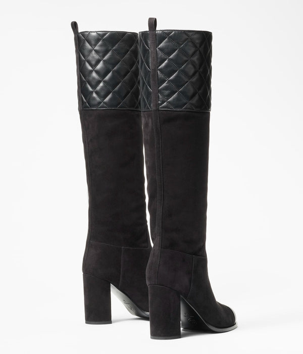 high boots black suede calfskin