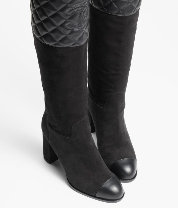 high boots black suede calfskin