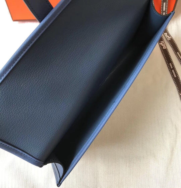 Hermes Jige Elan 29 Clutch In Blue Agate Epsom Leather