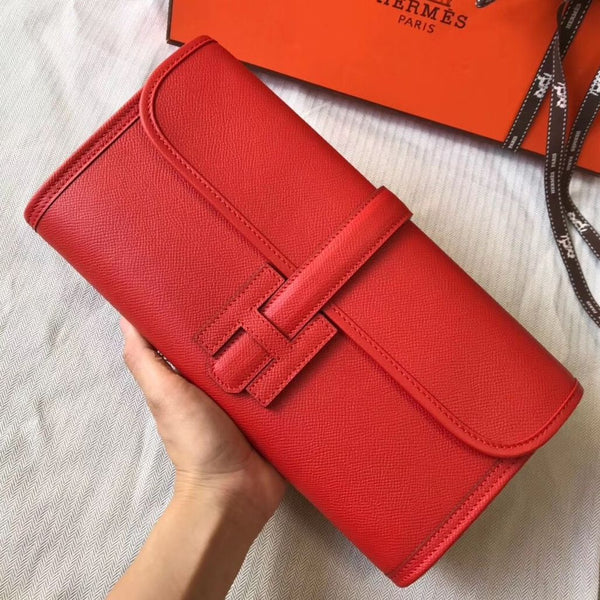 Hermes Jige Elan 29 Clutch in pelle Epsom rossa
