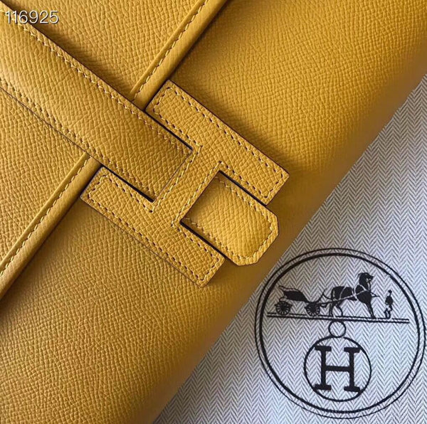 Hermes Jige Elan 29 Clutch In Yellow Epsom Leather