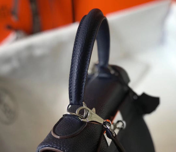 HM KELLY 28CM DARK BLUE TOGO LEATHER SILVER HARDWARE