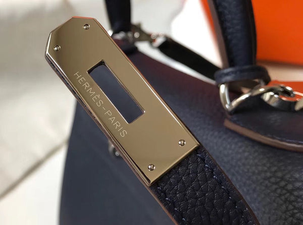 HM KELLY 28CM DARK BLUE TOGO LEATHER SILVER HARDWARE