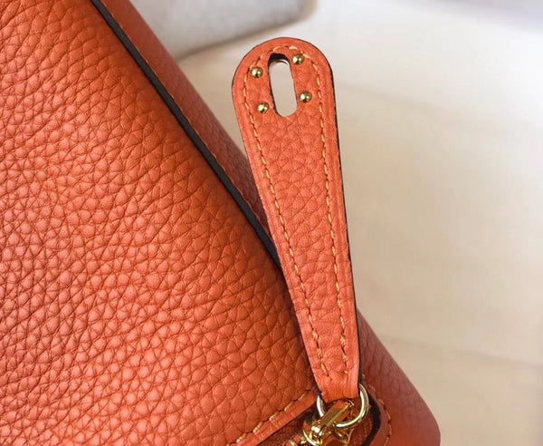 HM Mini Lindy 20cm Orange Clemence Leather