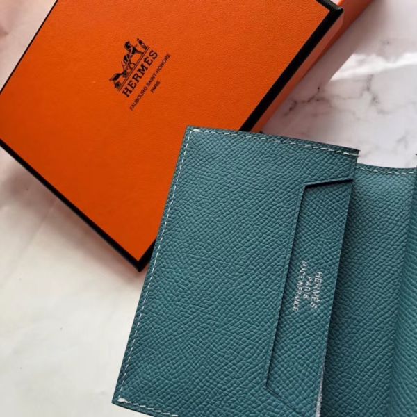 Portafoglio mini HM Bearn da 10 cm in pelle Epsom blu jeans