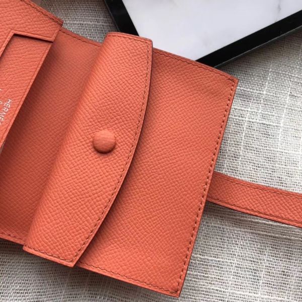 HM Bearn 10cm Mini Wallet In Crevette Epsom Leather
