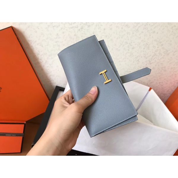 HM Blue Lin Epsom Bearn 17,5 Gusset Wallet