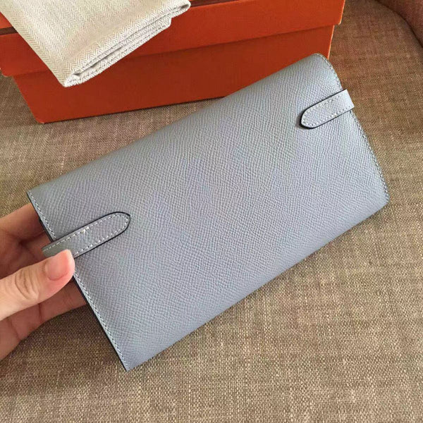 Kelly Long Wallet 20cm Rock Grey Epsom Leather