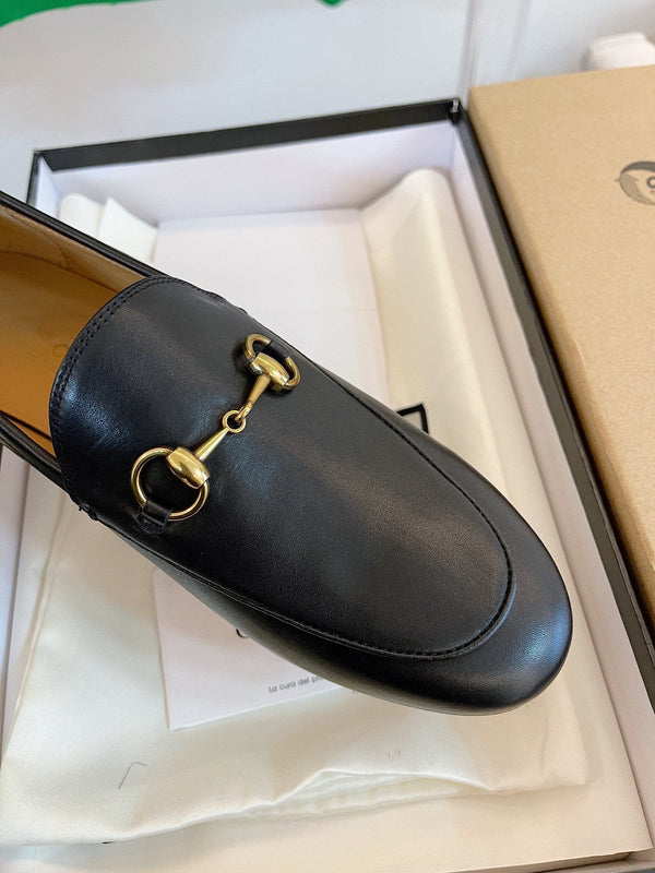 GG LOAFERS MULES BLACK BROWN SOLE