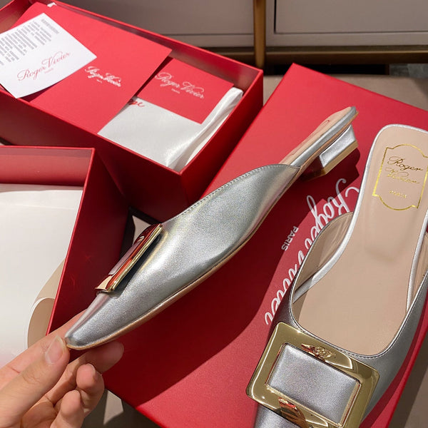 Viv Mules Silver Patent Leather 307799