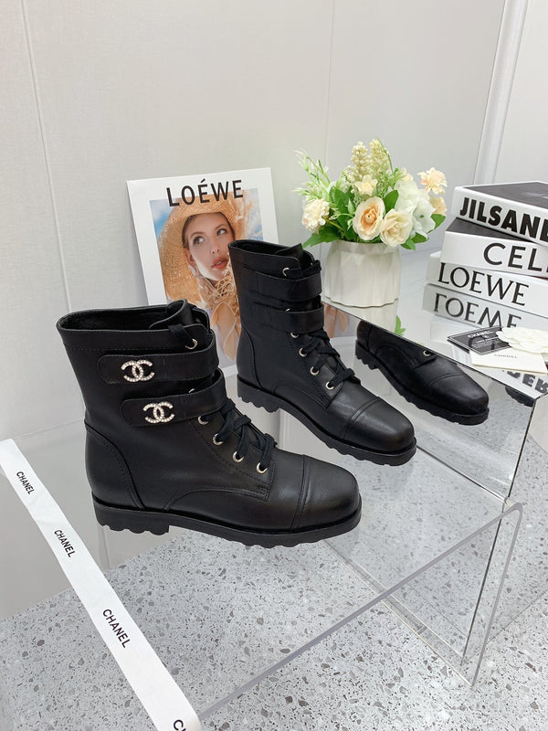 CC 2026 Combat Ankle Boots Calfskin 162110
