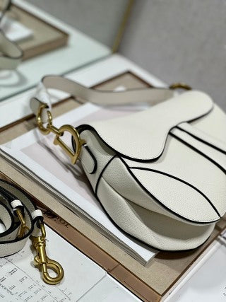 CD Saddle Bag White in Cowhide 288150