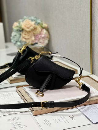 CD Saddle Bag Black in Cowhide 288159