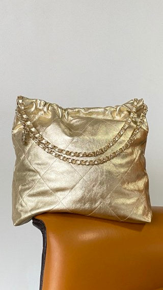 CC Medium Hobo Bag 42 Metallic Gold Calfskin