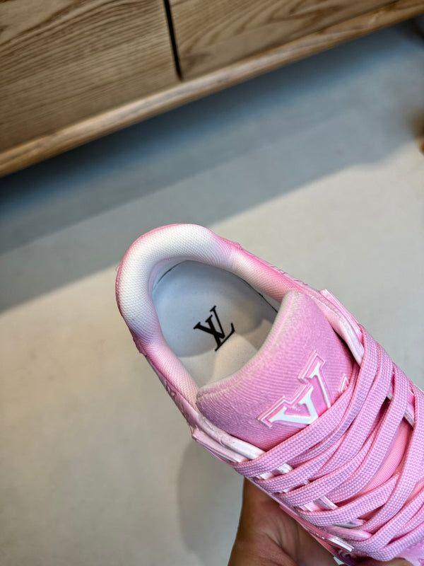 LV TRAINER MONOGRAM DENIM WHITE PINK SNEAKER