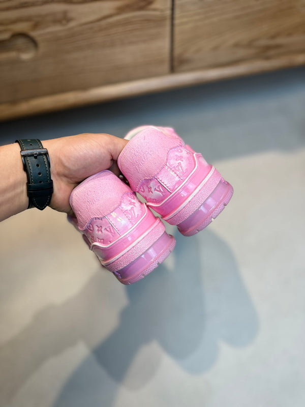 LV TRAINER MONOGRAM DENIM WHITE PINK SNEAKER