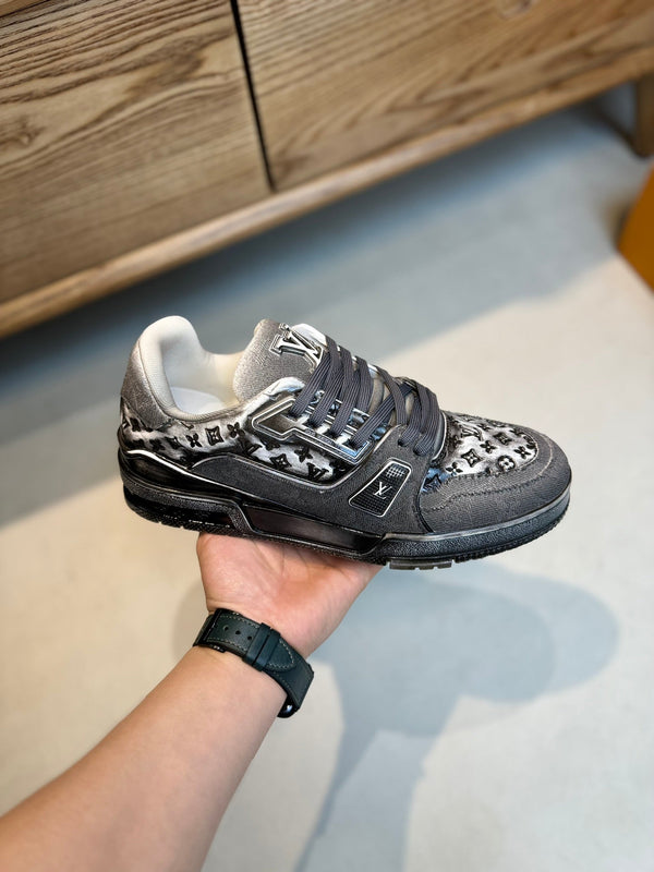LV TRAINER MONOGRAM DENIM WHITE BLACK SNEKER
