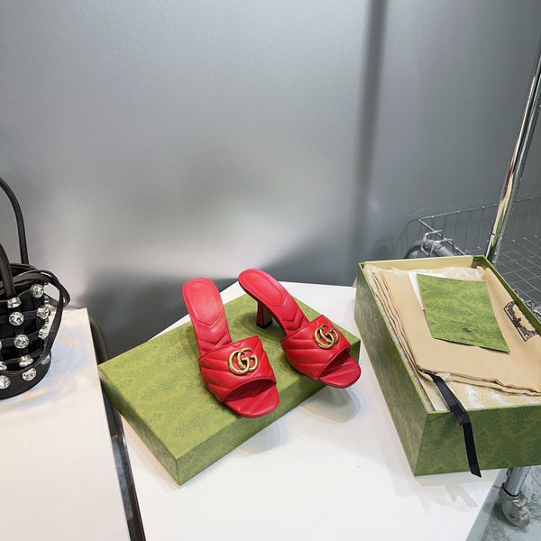 GG SANDALS HIGH-HEELED RED