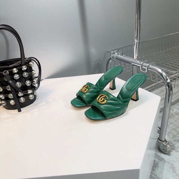 GG SANDALS HIGH-HEELED GREEN