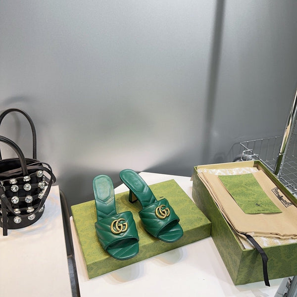 GG SANDALS HIGH-HEELED GREEN