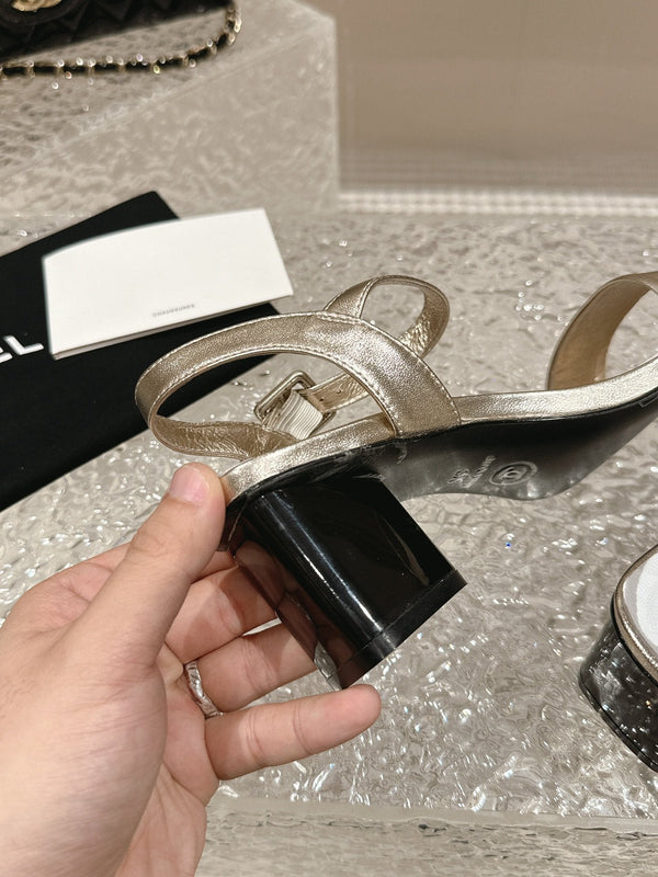 slingbacks sandal 60 white gold metalic lambskin