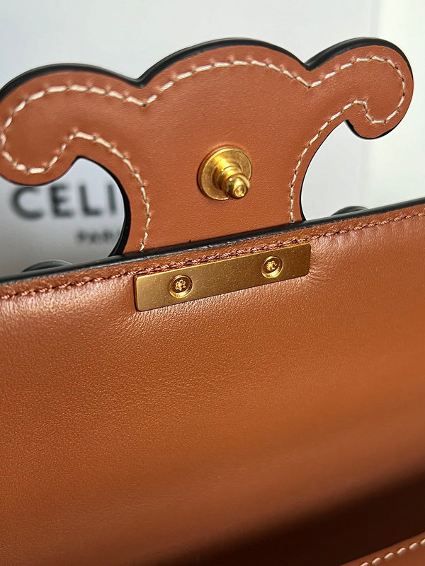 TEEN TRIOMPHE 18 TUTTA IN PELLE DI VITELLO MARRONE FERRAMENTA ORO