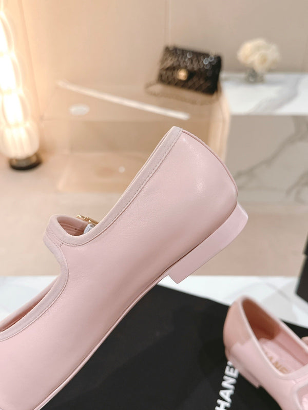 mary janes pink lambskin