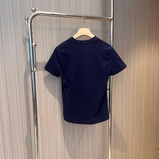 Miu Miu Letter Logo Patch Embroidered T-shirt Cotton