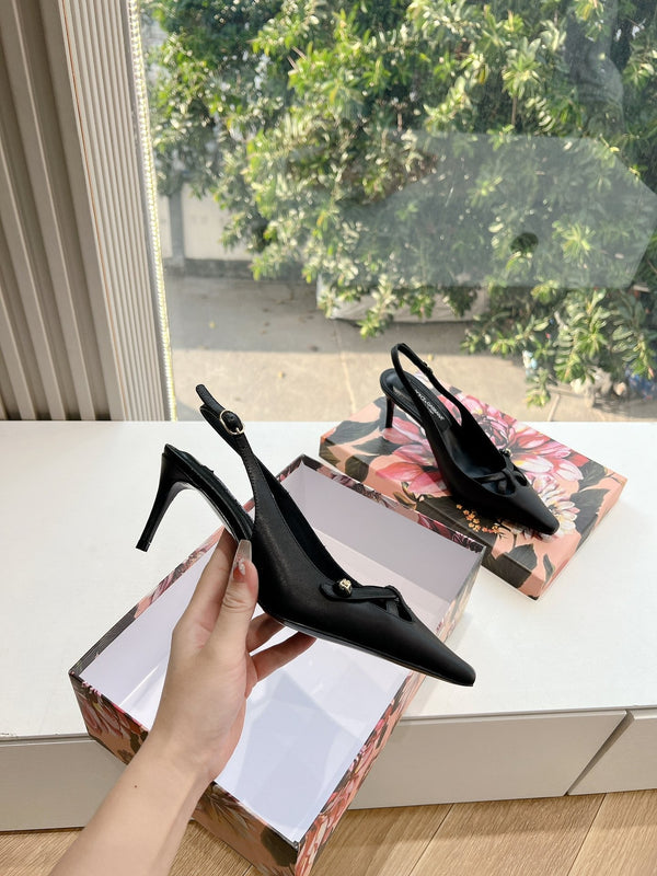 DC 25 Satin Slingbacks Black Cowhide & Sheepskin 962754