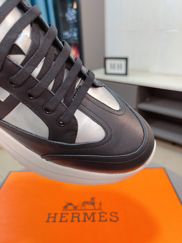 HM Men's 25 Sneaker White Black Cowhide 465307