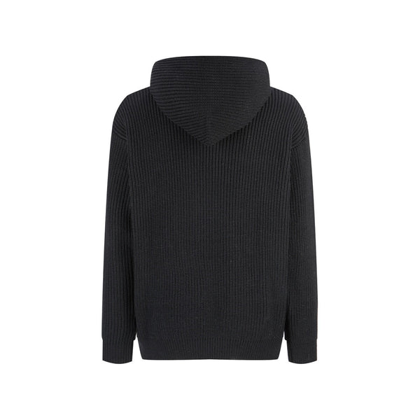 CELINE Sweat-shirt à Capuche Brodé Patch Laine Coton