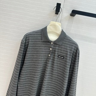 Miu Miu 25 Striped Set Gray Cotton