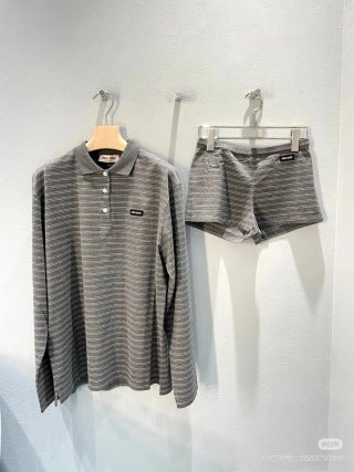 Miu Miu 25 Striped Set Gray Cotton