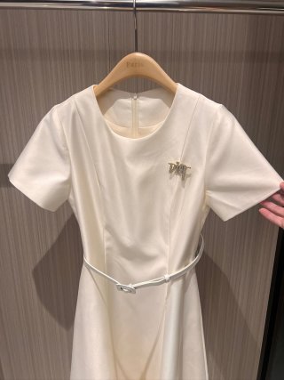 CD short-sleeved Dress Wool Silk Cotton