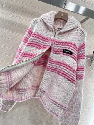 Miumiu 25 Lapel Zipper sweater Cardigan Wool