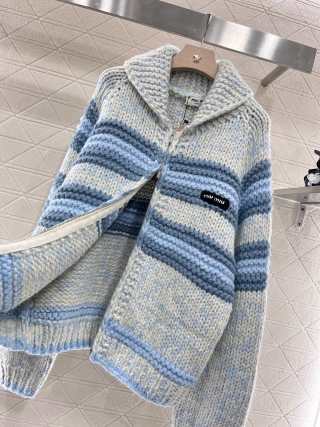 Miumiu 25 Lapel Zipper sweater Cardigan Wool
