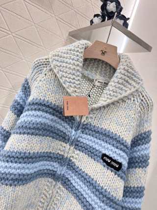 Miumiu 25 Lapel Zipper sweater Cardigan Wool
