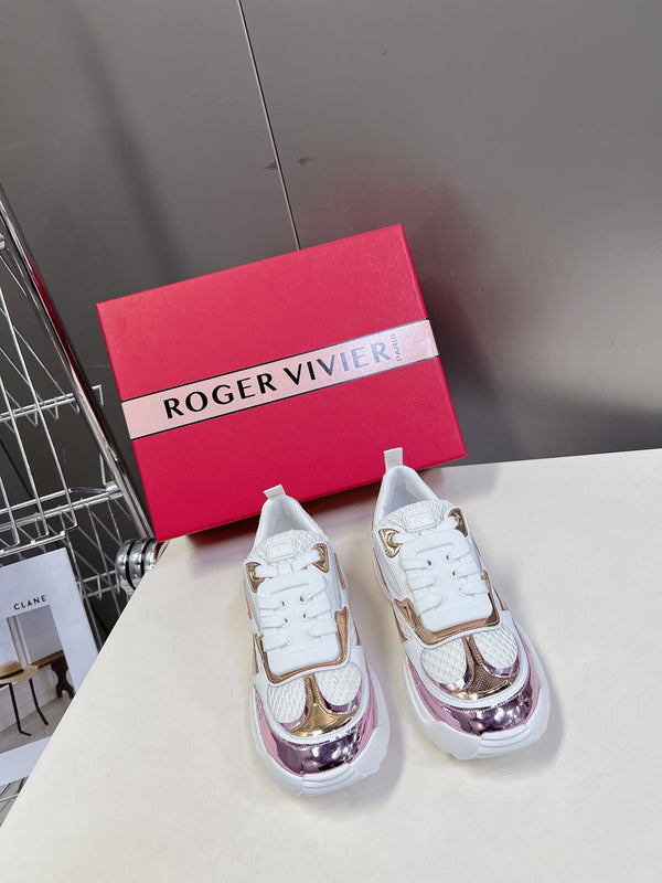 Thick-soled Sneakers Viv Leather Mirrored Mesh Fabric 182227