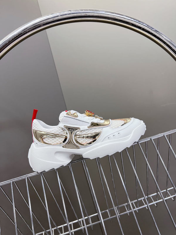 Thick-soled Sneakers Viv Leather Mirrored Mesh Fabric 182227