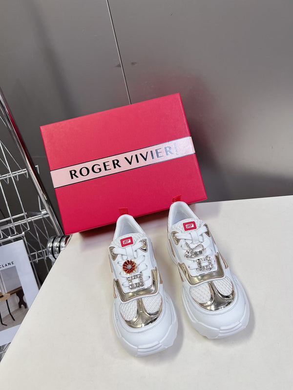 Thick-soled Sneakers Viv Leather Mirrored Mesh Fabric 182227