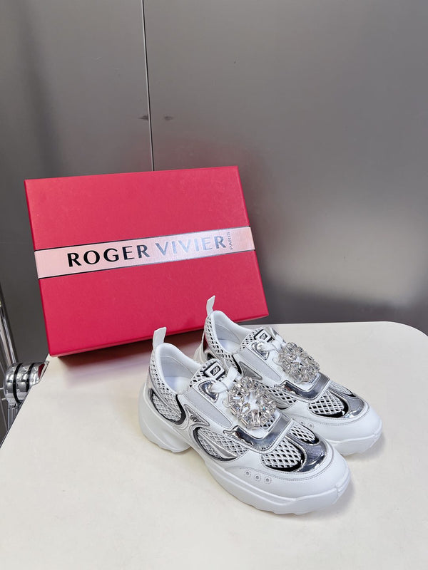 Thick-soled Sneakers Viv Leather Mirrored Mesh Fabric 182227