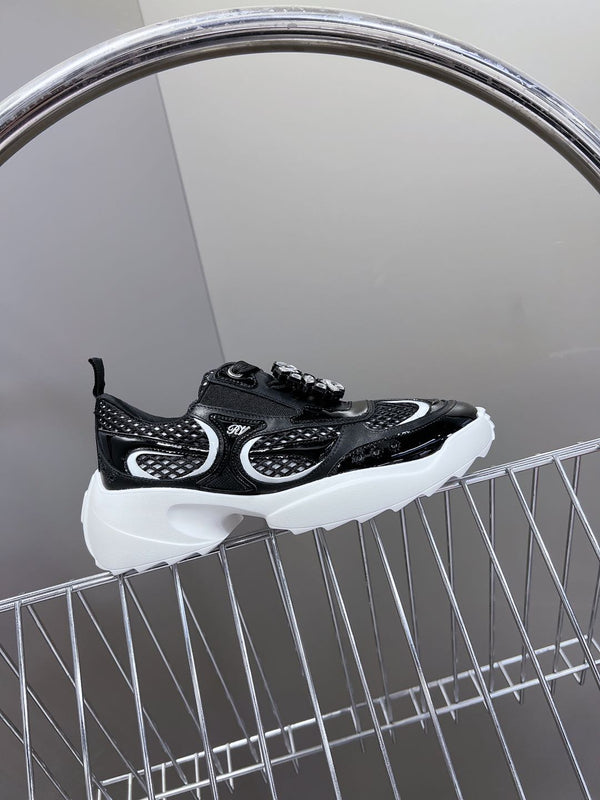 Thick-soled Sneakers Viv Leather Mirrored Mesh Fabric 182227