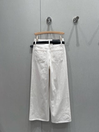 Prada 25 Triangle Straight Denim Pants with belt Cotton 210377