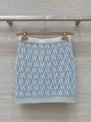 Fendi 25 Monogram Set Blue Silk Wool