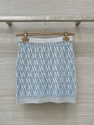 Fendi 25 Monogram Set Blue Silk Wool