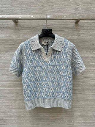 Fendi 25 Monogram Set Blue Silk Wool